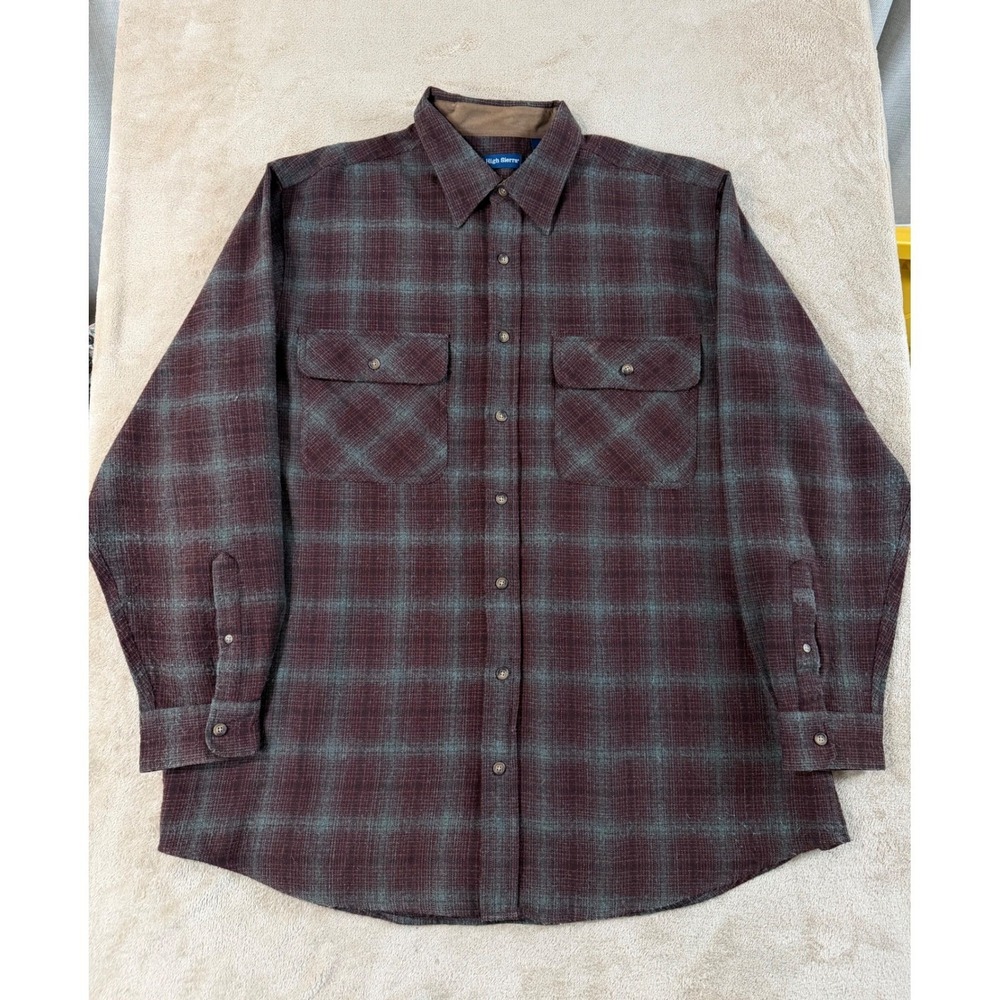 High Sierra Flannel Shirts Mens Size XL Maroon Paid‎ Long Sleeve EUC